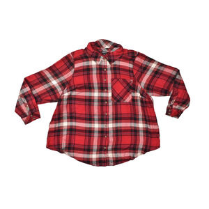 Torrid Women's Plus Size 4 Red Plaid Long Sleeve Flannel Button-Up Shirt
